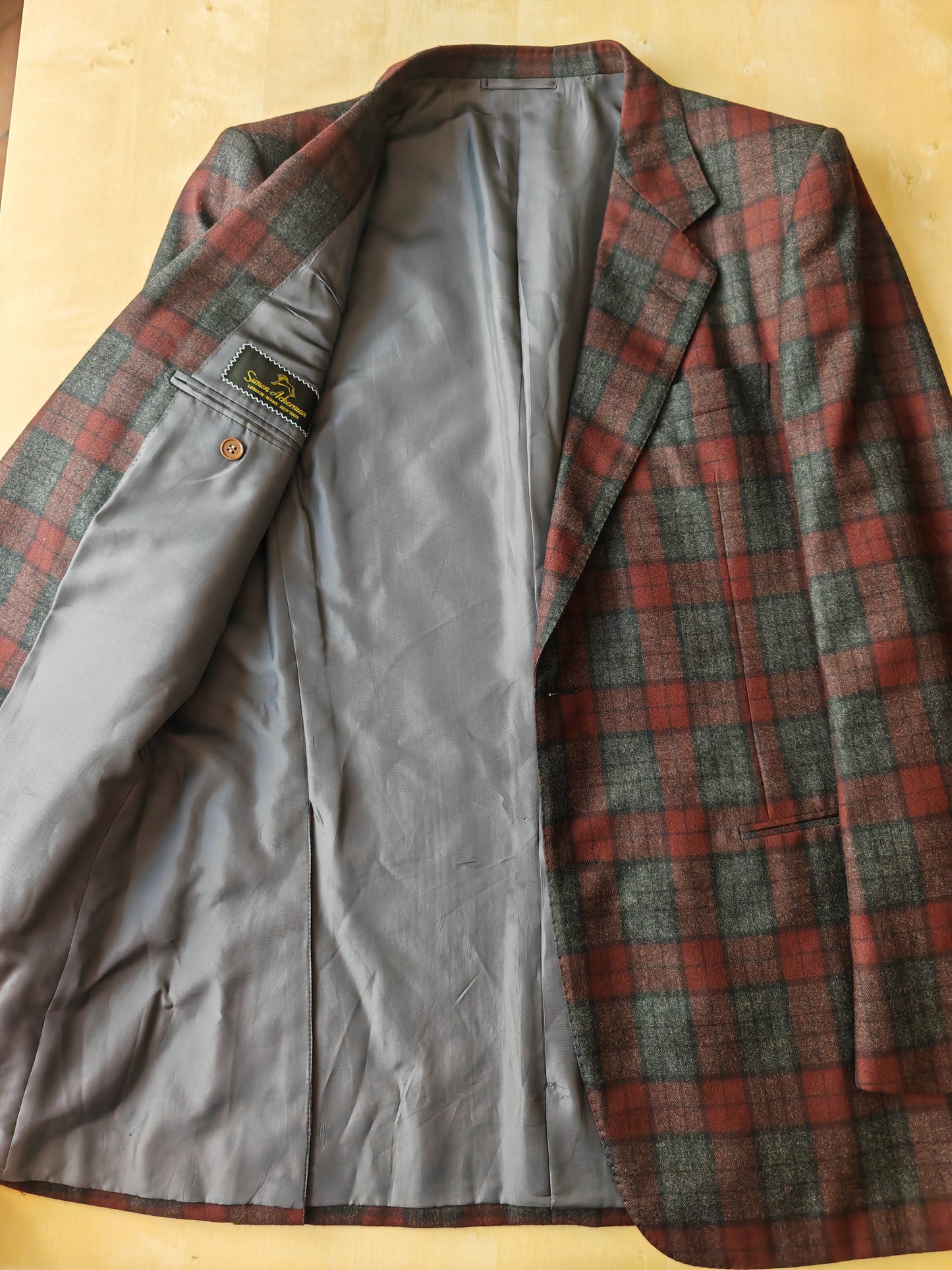 Tartan blazer Simon Ackerman anni '70 con panciotto abbinato - tg. 48/50