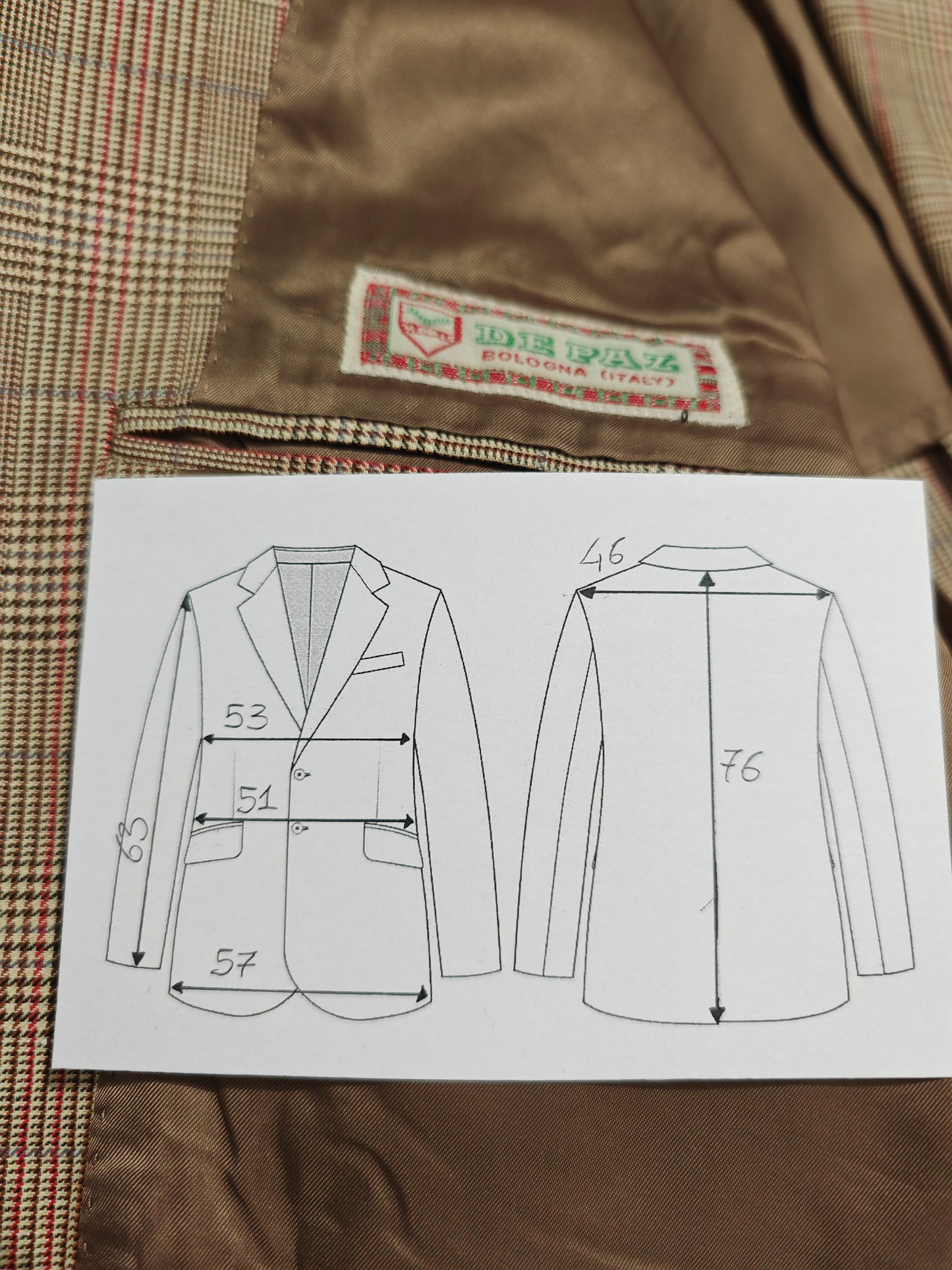 Giacca estiva De Paz 100% lino principe di Galles - tg. 48