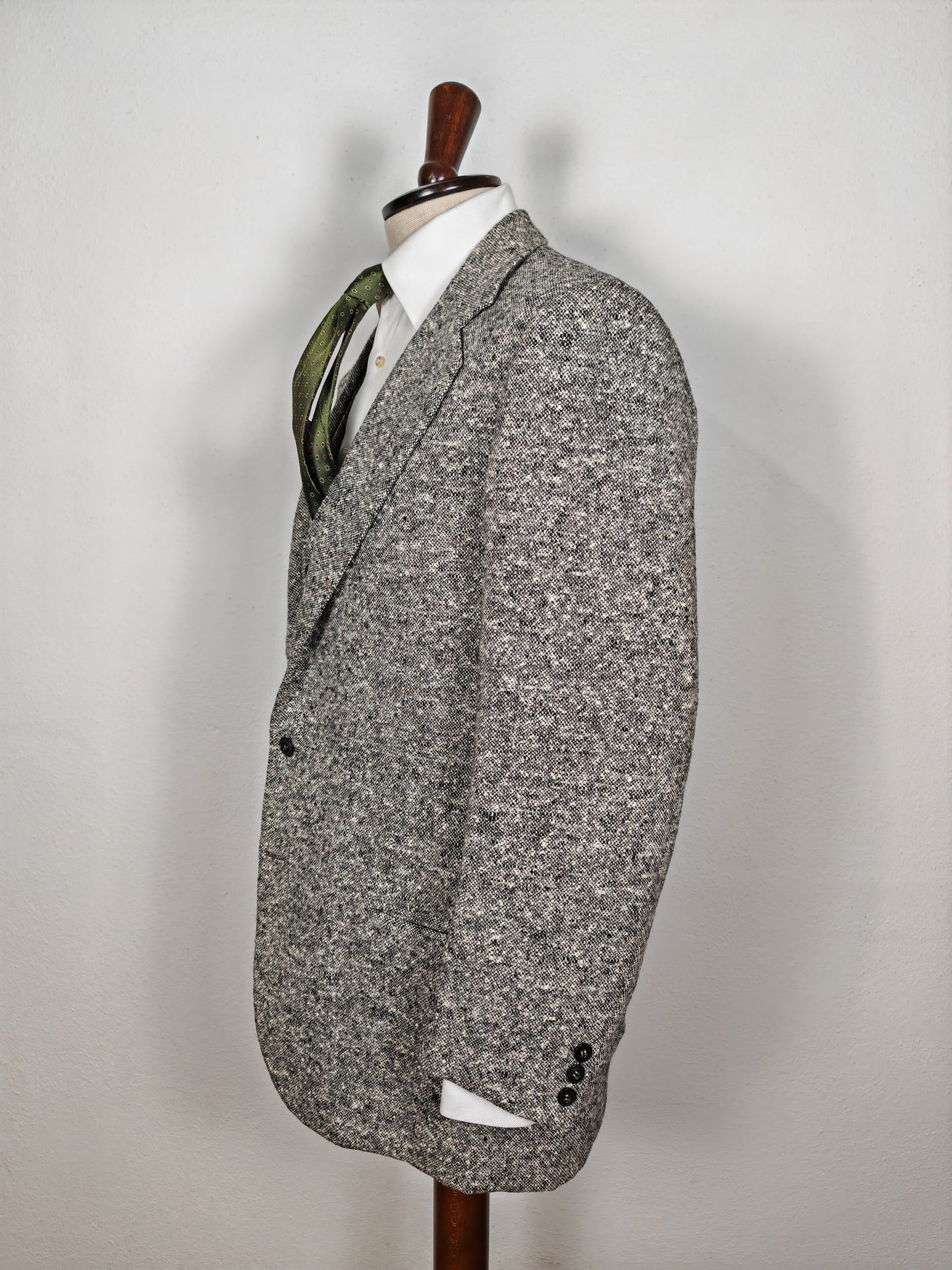 Giacca + panciotto sartoriali anni '60 in tweed sale e pepe - tg. 54 lunga