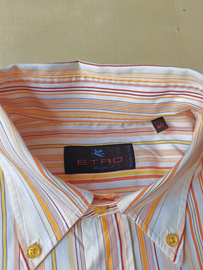 Camicia Etro righe pesca - tg. M (collo 40)