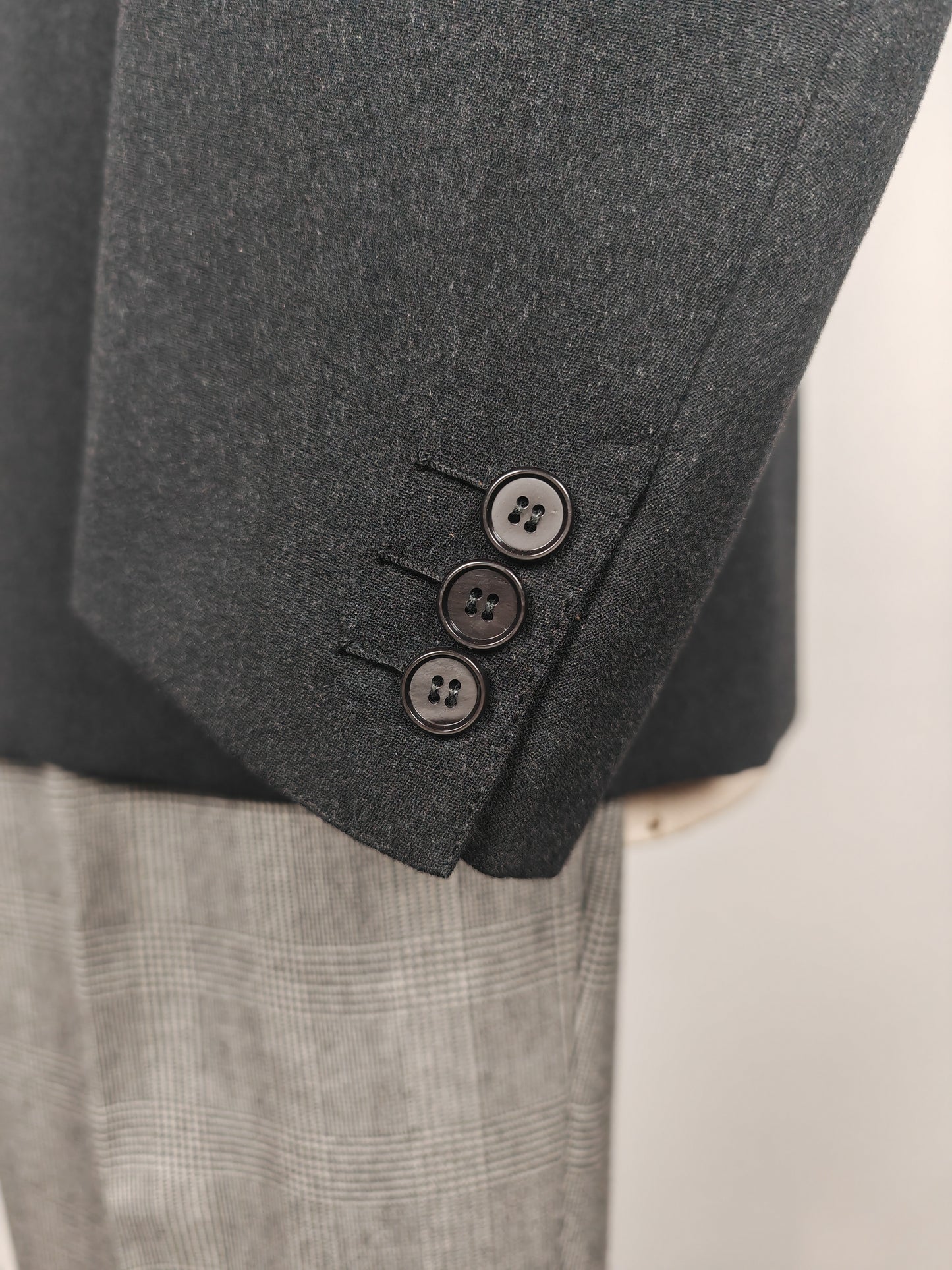 Giacca sartoriale anni '50/'60 in flanella grigio antracite - tg. 46