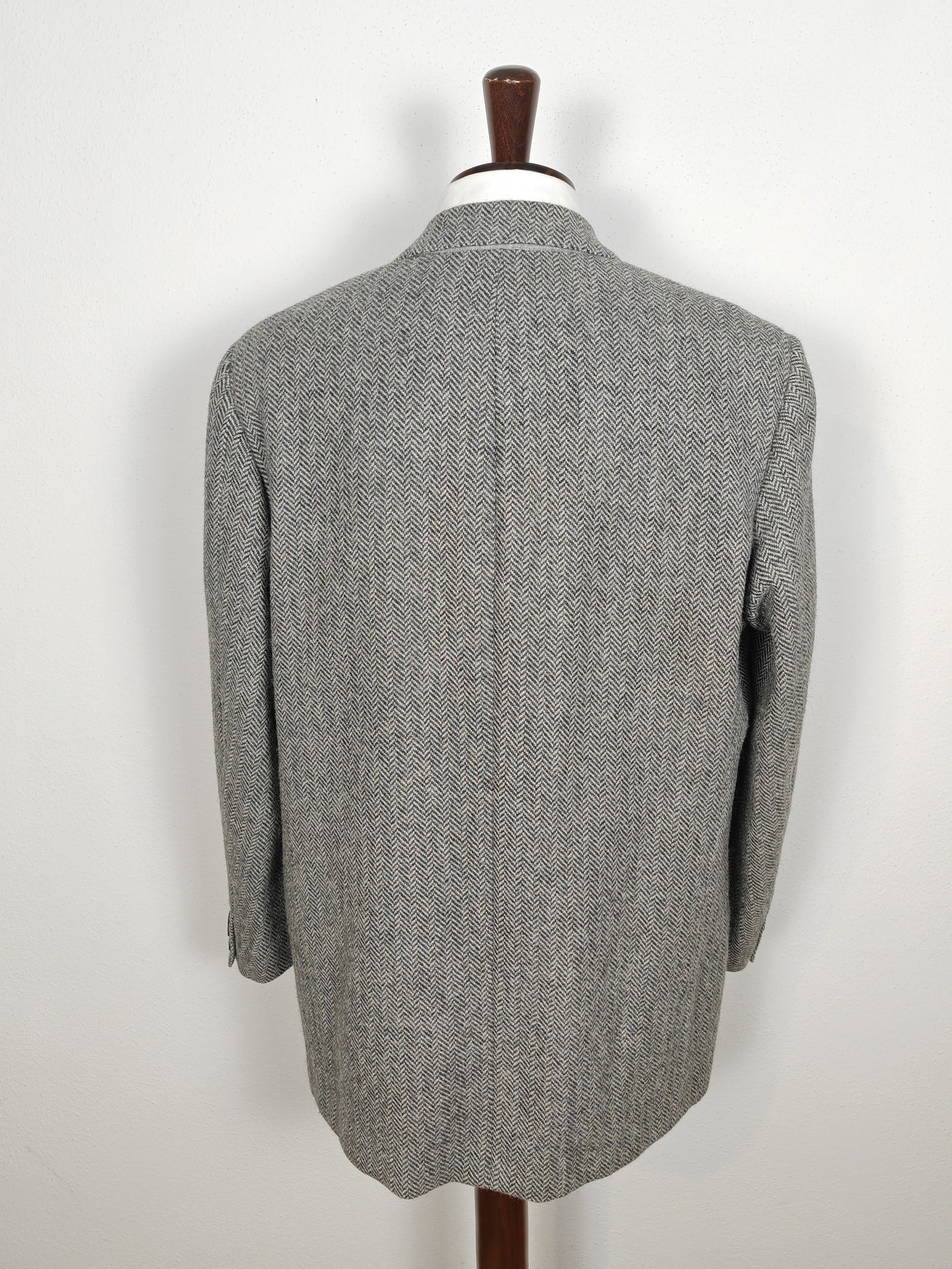 Giacca sartoriale anni '60/'70 in tweed spinato misto alpaca - tg. 56 lunga