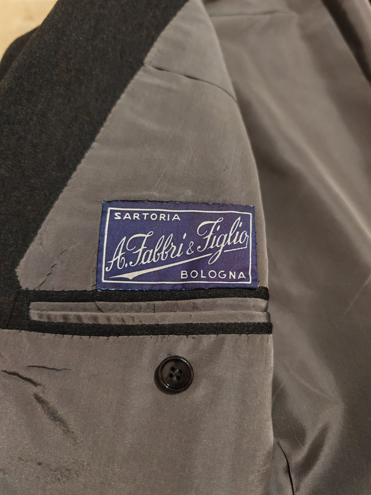 Giacca sartoriale anni '50/'60 in flanella grigio antracite - tg. 46