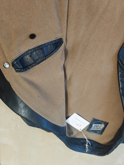 Giacca in pelle doppiopetto anni '50/'60 stile biker/militare - tg. 46-50