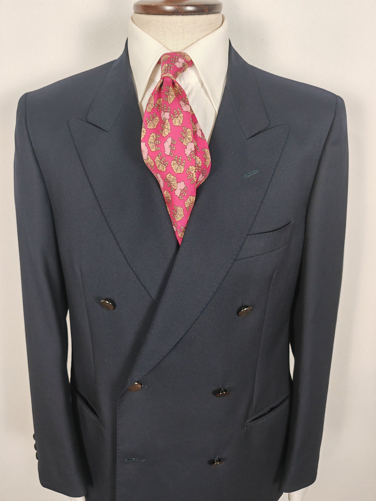 Blazer navy anni '80 in twill, tessuto Vitale Barberis Canonico - tg. 48