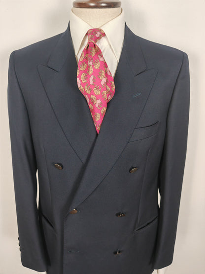 Blazer navy anni '80 in twill, tessuto Vitale Barberis Canonico - tg. 48