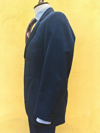 Completo sartoriale anni '60 twill di lana blu - tg. 50