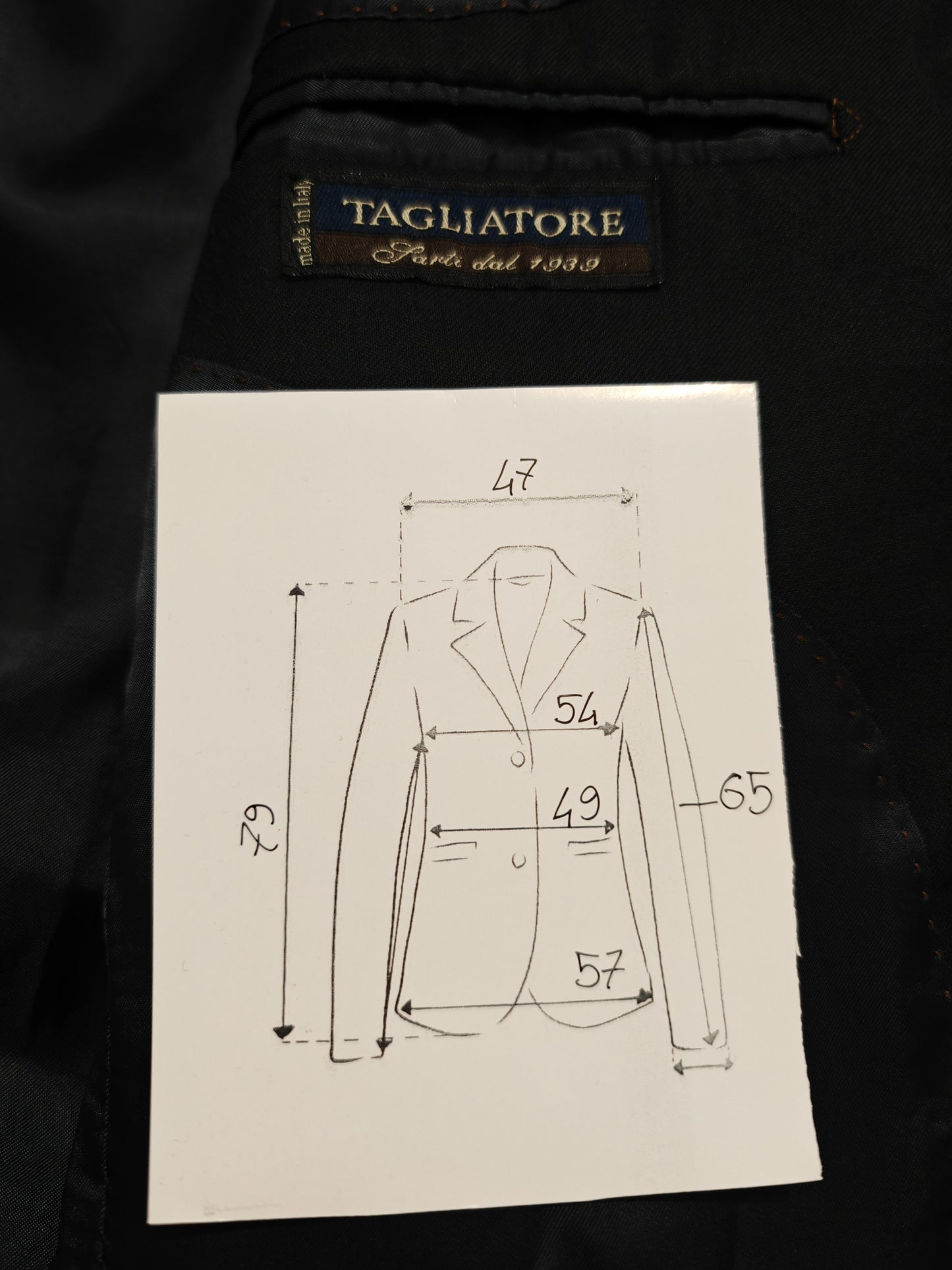 Tagliatore, blue jacket with contrasting stitching - size 50 ITA