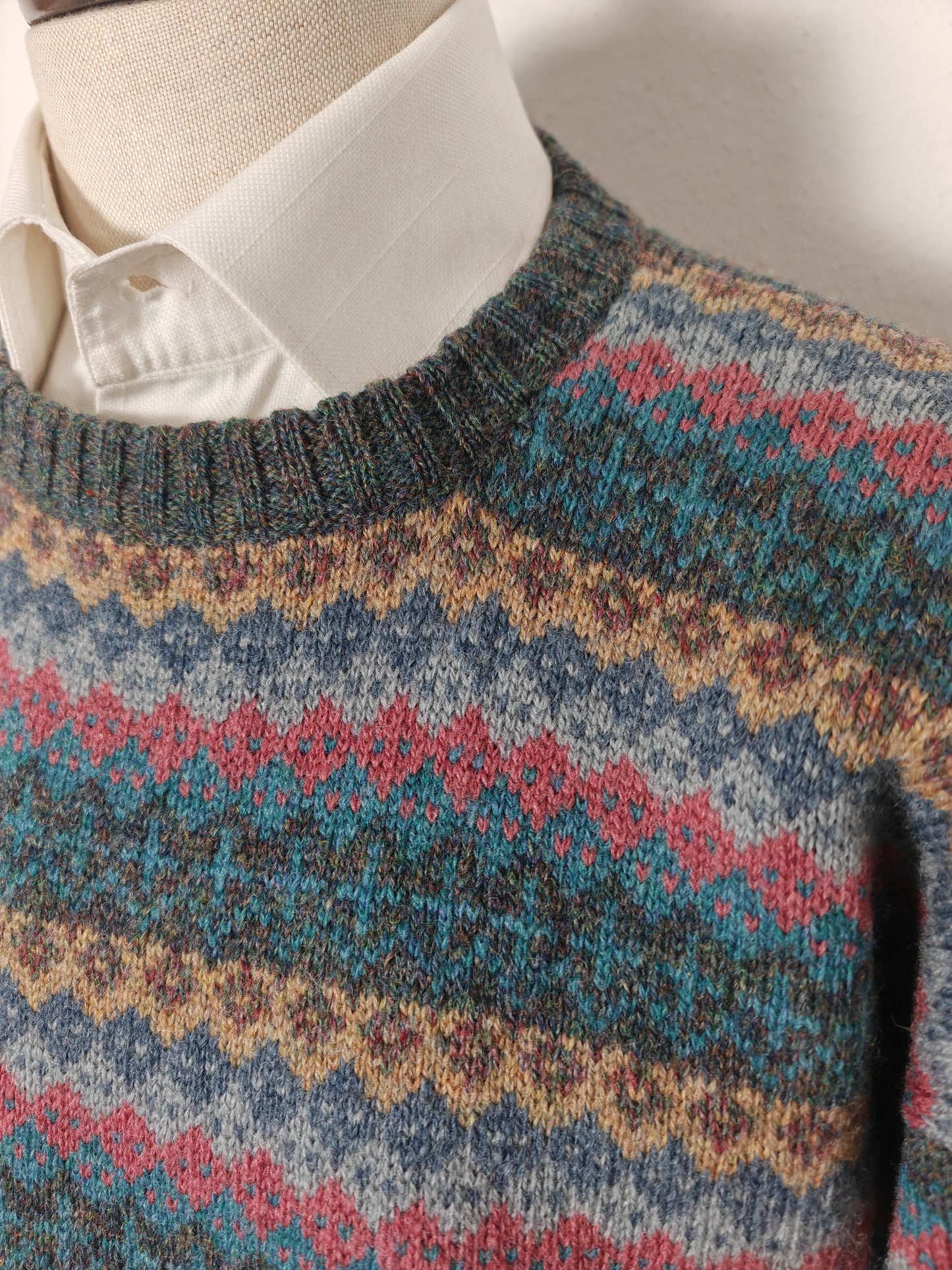 Maglione scozzese tipo Fair Isle in 100% lana shetland - L/XL