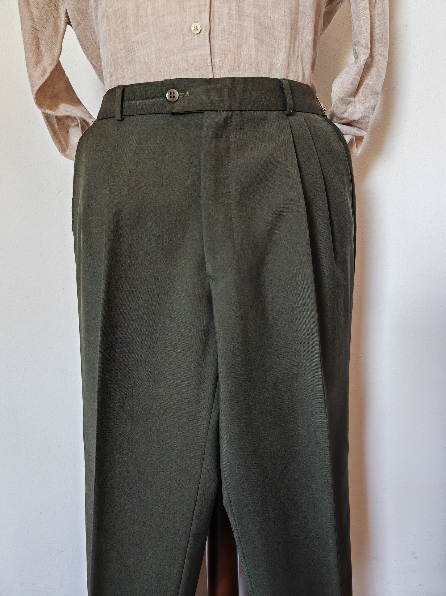 Pantalone in fresco lana color verde bosco - tg. 52