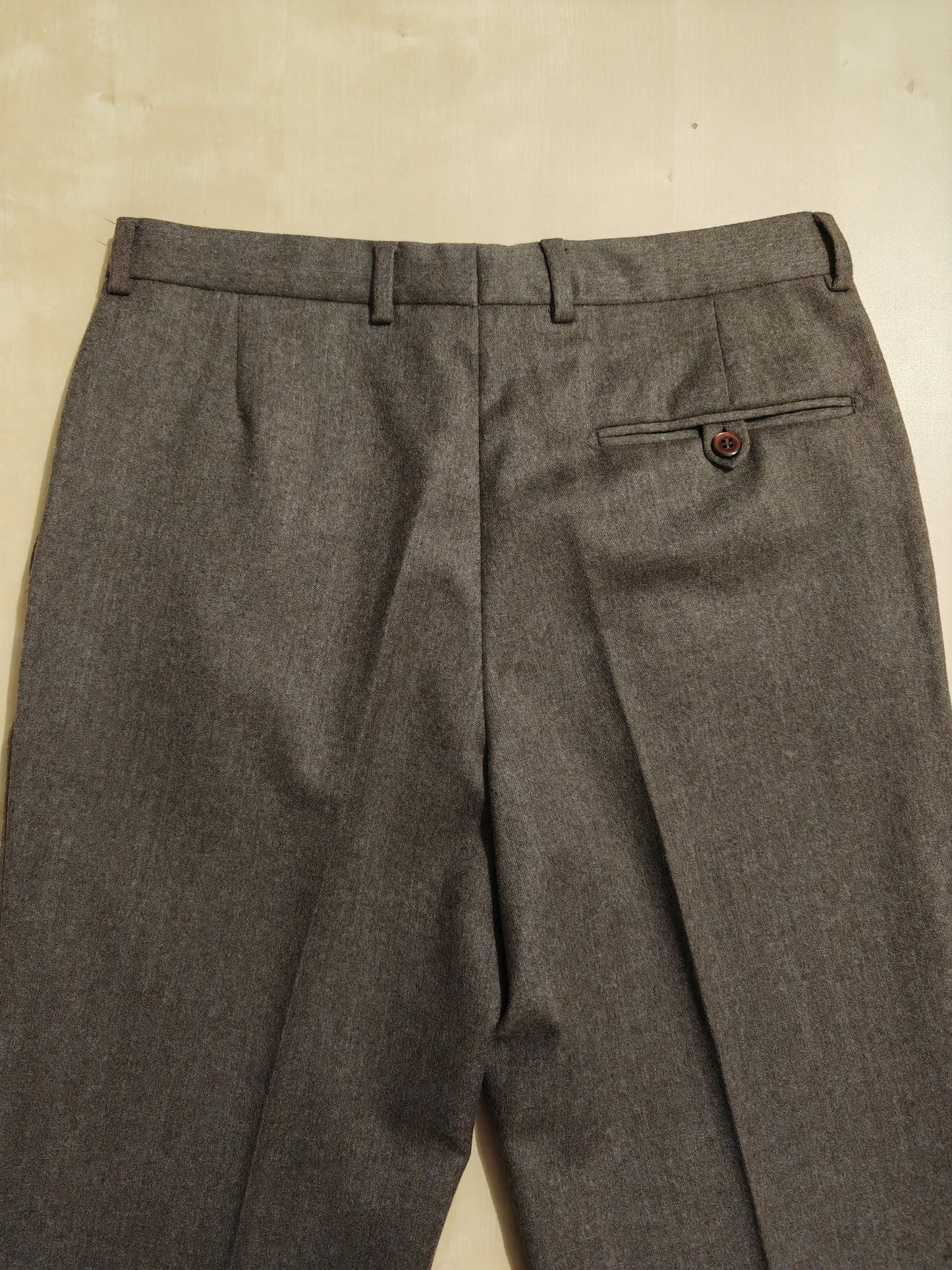 Pantalone anni '70 marrone tabacco in flanella di lana - tg. 44/46