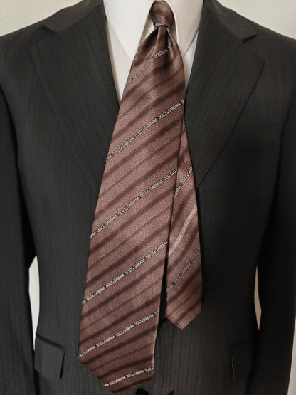 Dolce & Gabbana, striped tie with logos