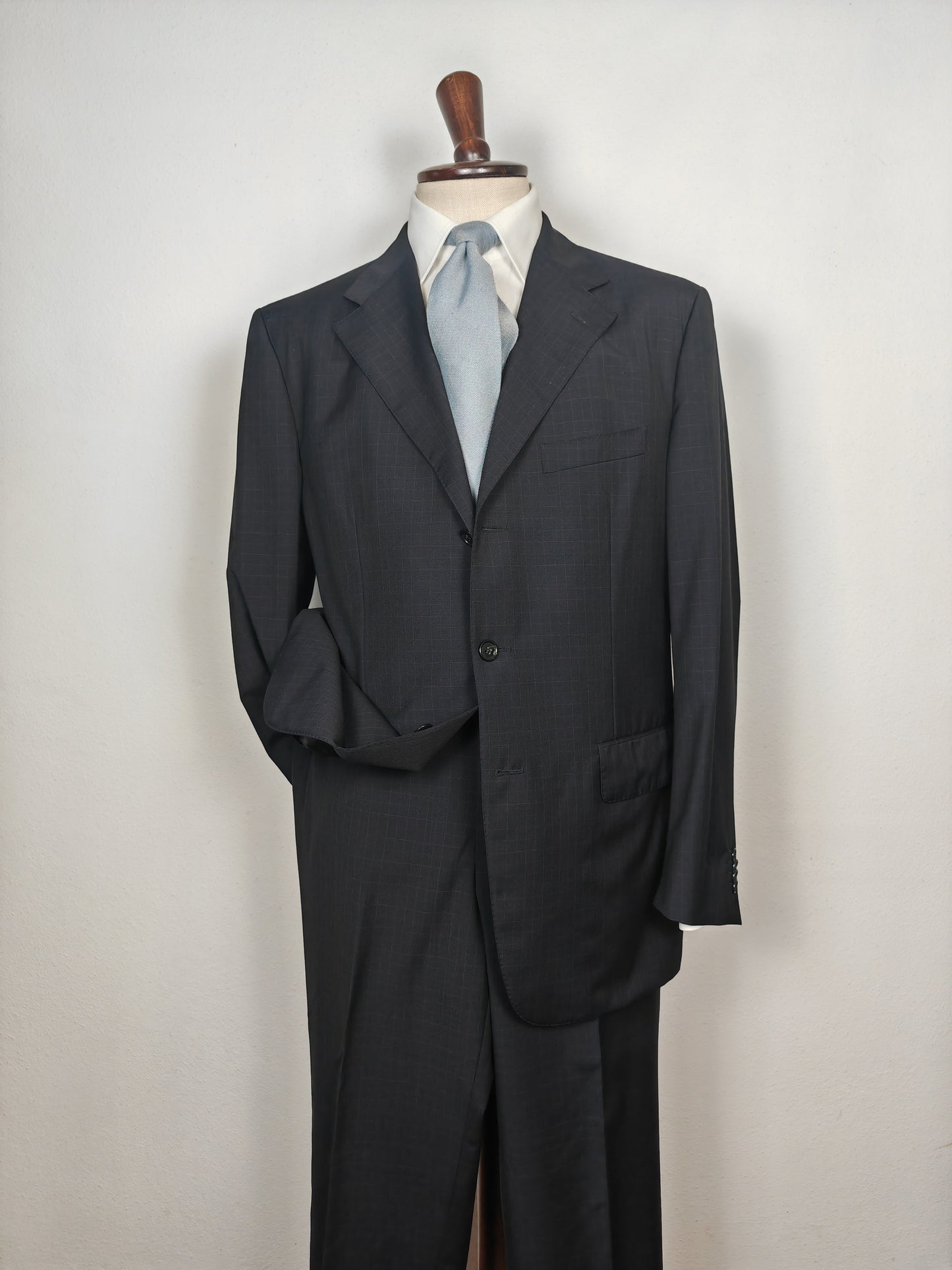 Completo Corneliani estivo in fresco lana blu a quadri - tg. 54