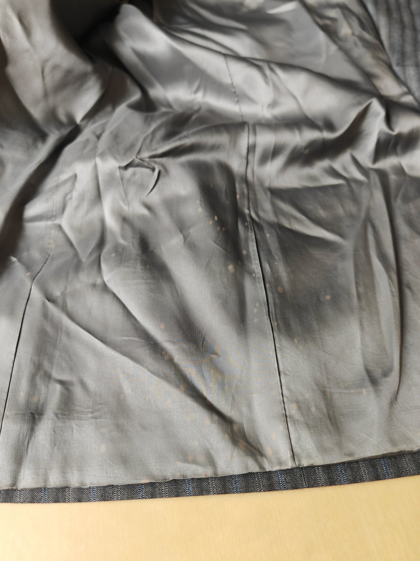 Completo anni '70/'80 tessuto Marzotto grigio a righe fresco lana - tg. 54/56