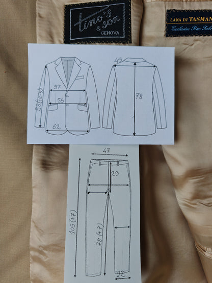 Completo anni '80 in fresco lana beige - tg. 52