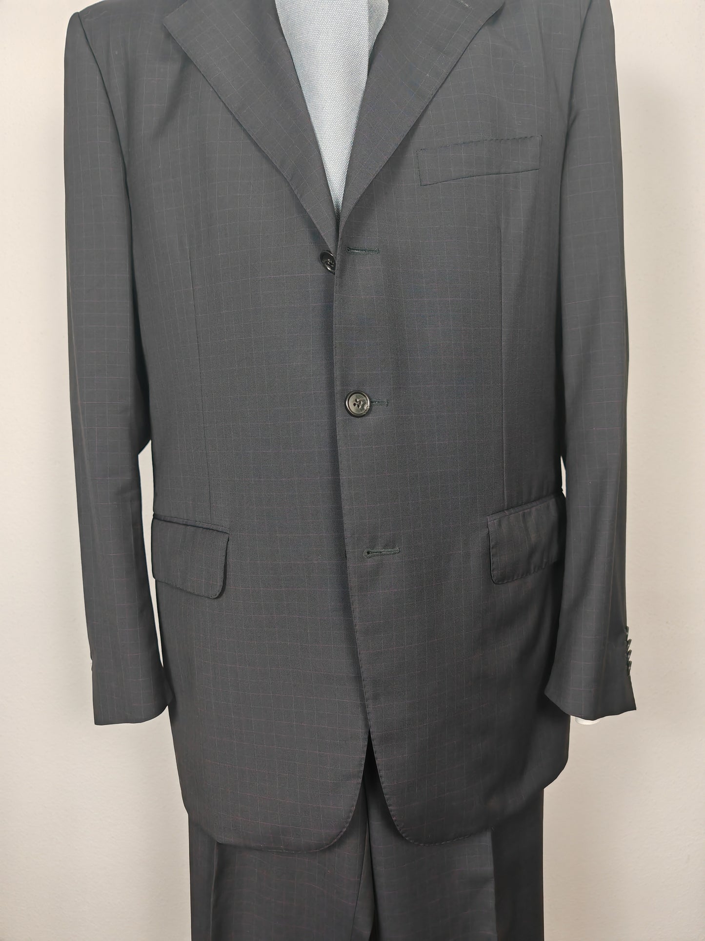 Completo Corneliani estivo in fresco lana blu a quadri - tg. 54