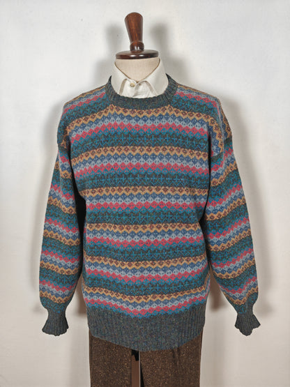 Maglione scozzese tipo Fair Isle in 100% lana shetland - L/XL