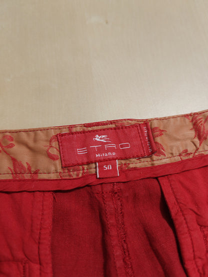 Pantalone Etro rosso 100% lino - tg. 50