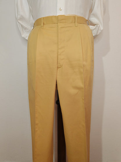 Pantalone sartoriale su misura in twill di cotone giallo crema - tg. 48