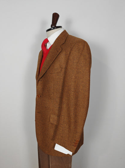 Giacca Yves Saint Laurent in tweed scozzese Crombie color tabacco - tg. 48