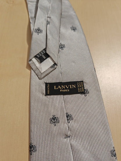 Cravatta Lanvin in seta cannettata color argento