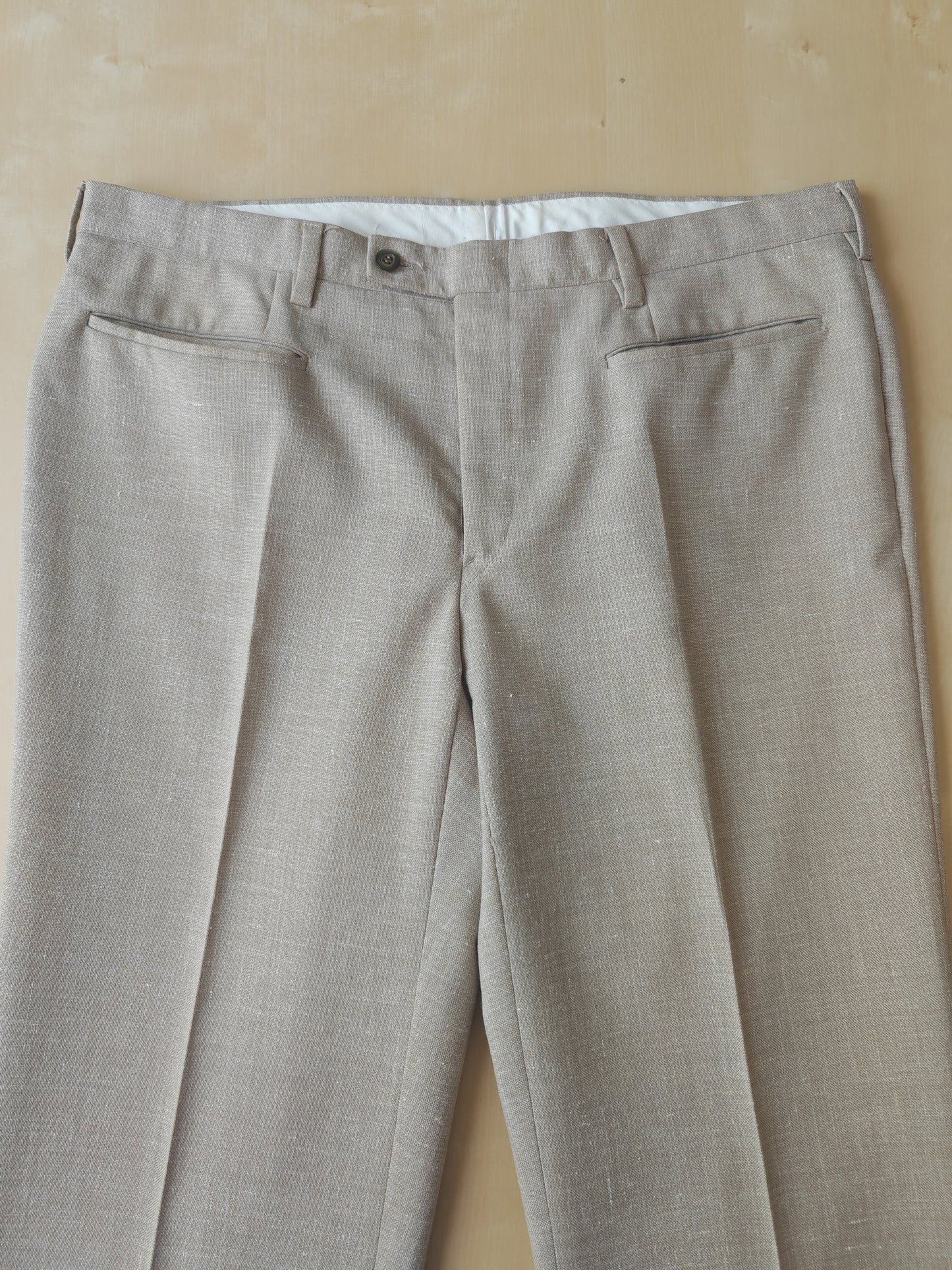 Completo estivo anni '70 in tela misto lino ecru - tg. 48/50