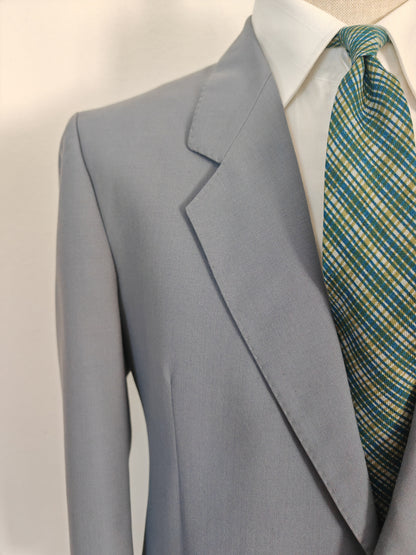 Completo anni '70 in tela di lana azzurro carta da zucchero - tg. 50