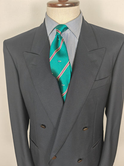 Blazer navy doppiopetto in twill pettinato - tg. 48