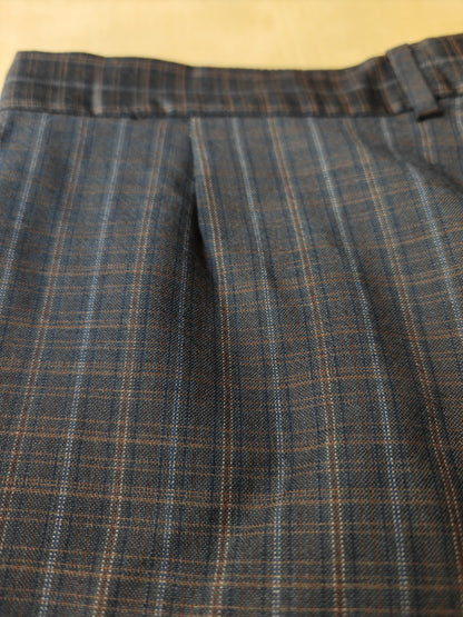 Pantalone anni '80 in fresco lana blu a quadri - tg. 48