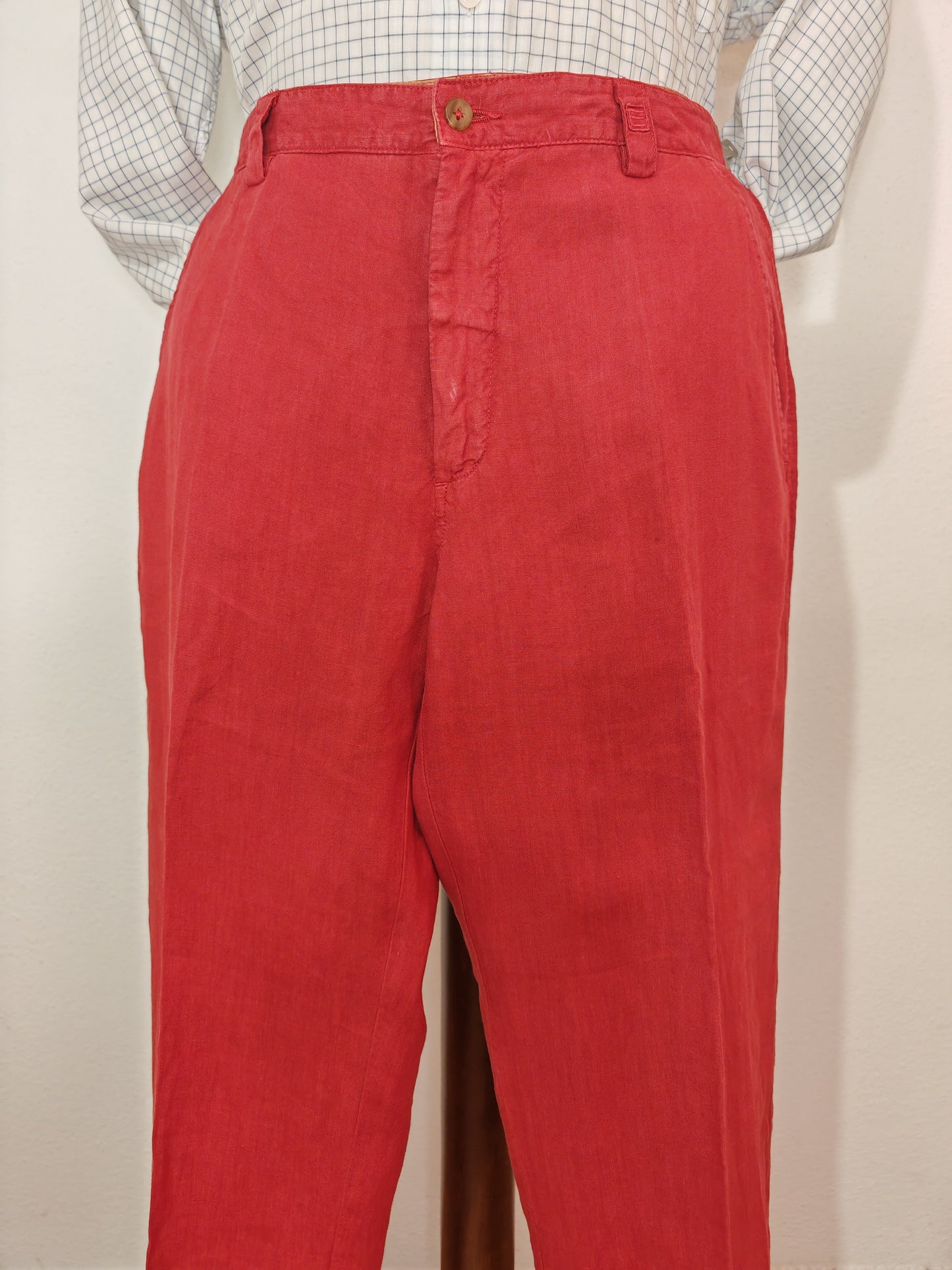 Pantalone Etro rosso 100% lino - tg. 50