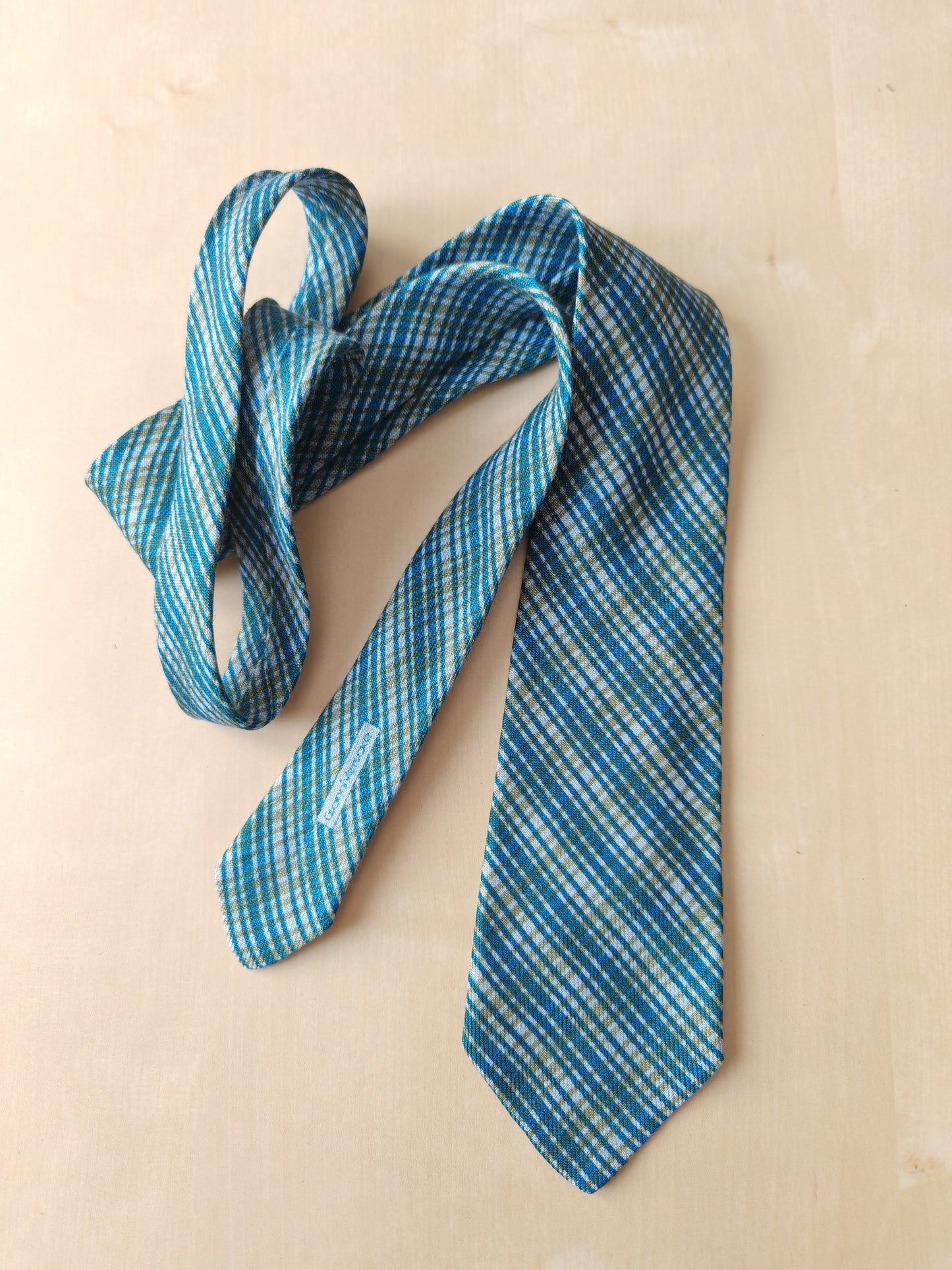 Cravatta Versace vintage fantasia reticolo azzurro