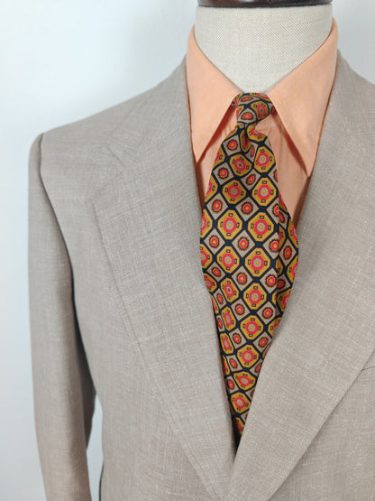 Completo estivo anni '70 in tela misto lino ecru - tg. 48/50