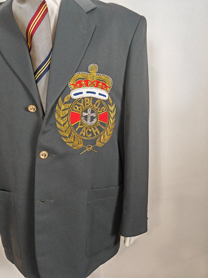 Blazer Byblos anni '80 in stile marina con stemma a ricamo - tg. 52/54