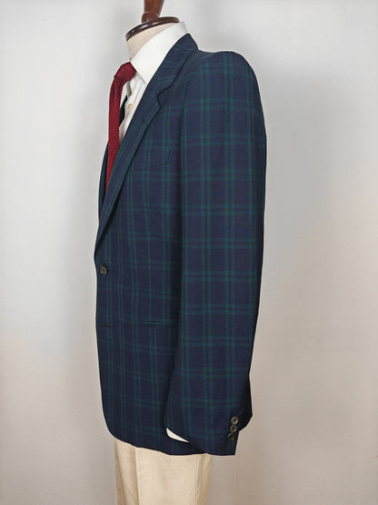 Giacca Corneliani anni '80 in fresco lana tartan black watch - tg 46/48