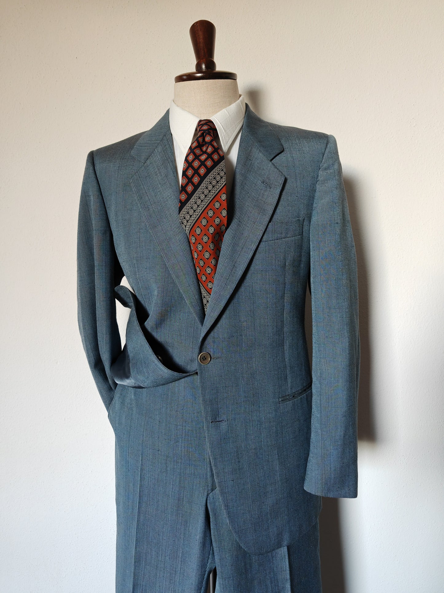 Vintage 70s mid-season suit, flared - size 52 ITA