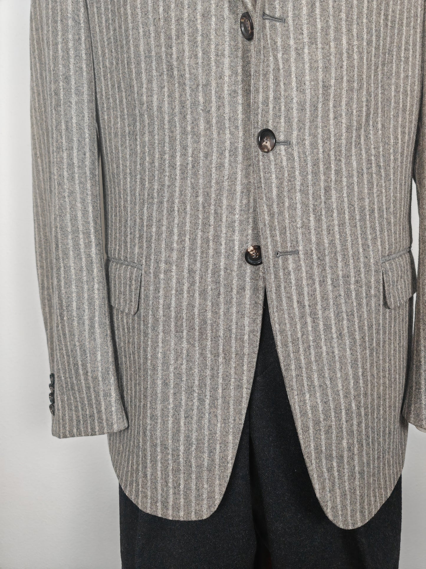 Giacca Pal Zileri in flanella grigio chiaro gessato - tg. 50