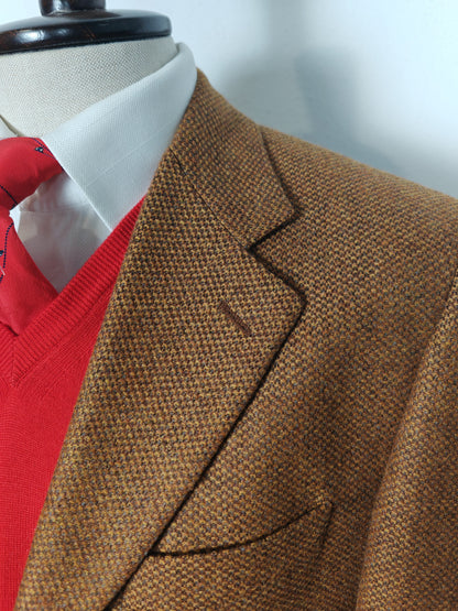 Giacca Yves Saint Laurent in tweed scozzese Crombie color tabacco - tg. 48