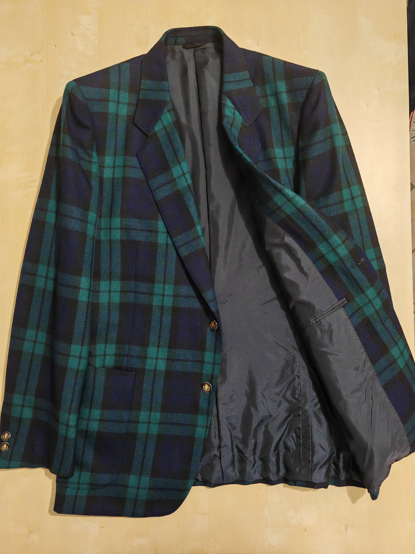 Blazer anni '80 in flanella tartan tipo Black Watch - tg. 48/50