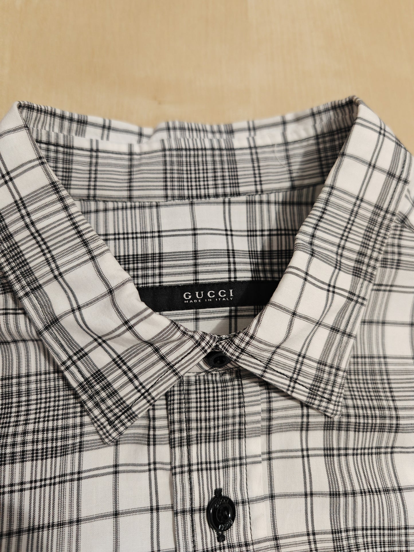 Camicia Gucci tartan bianco e nero - collo 39