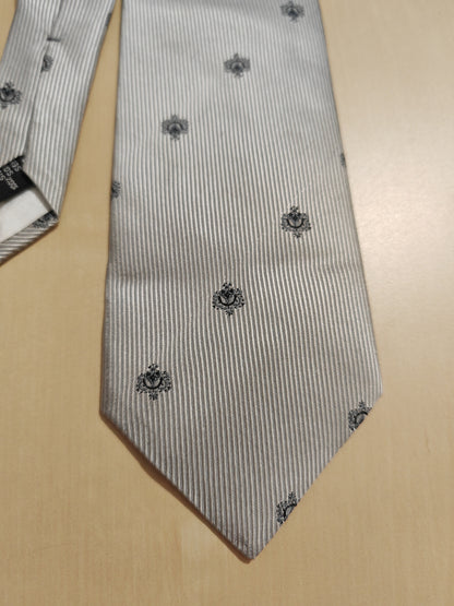 Cravatta Lanvin in seta cannettata color argento