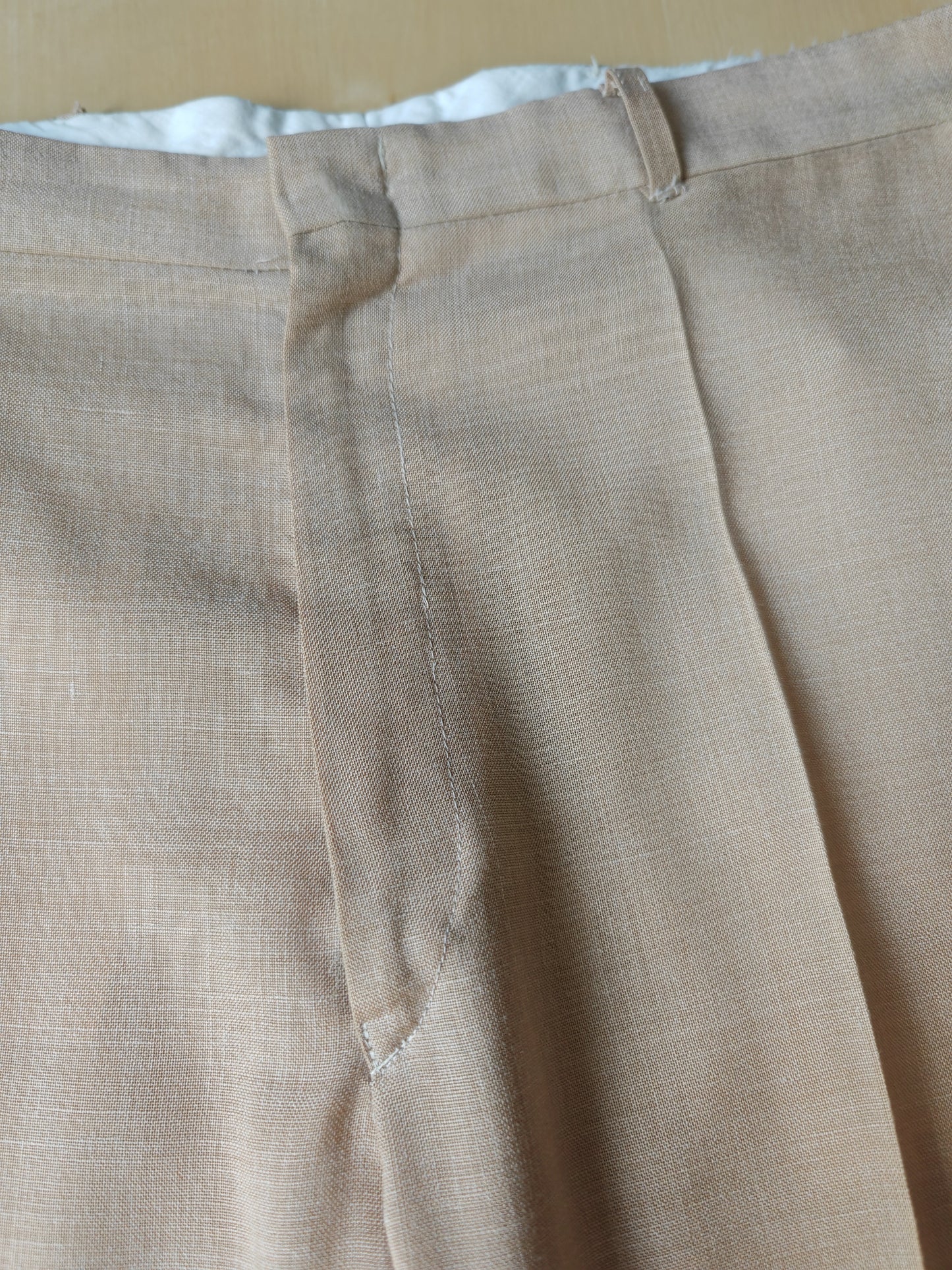 Pantalone anni '70 in tela misto lana beige - tg. 50
