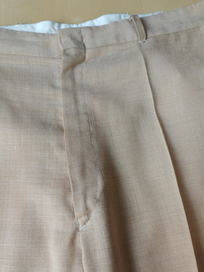 Pantalone anni '70 in tela misto lana beige - tg. 50