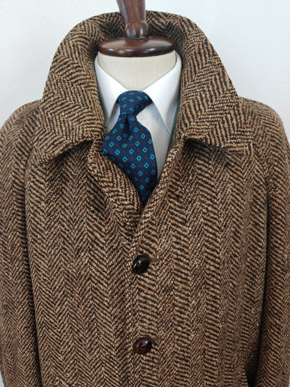 Cappotto anni '70 in tweed spigato, lunghezza tre quarti - tg. 48-50