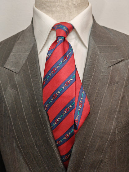 Vintage 80s Gucci regimental tie, interlock pattern