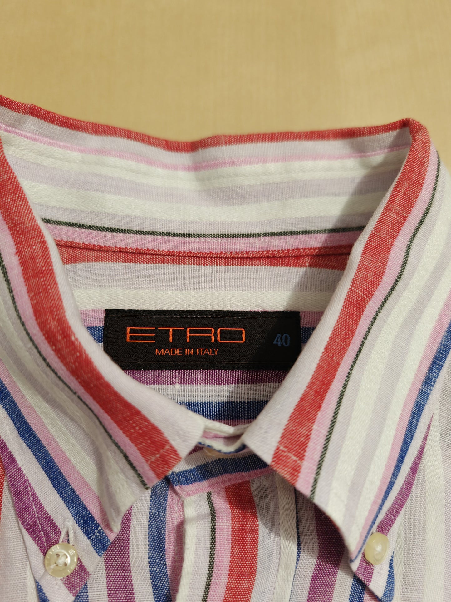 Camicia Etro a righe in puro lino - collo tg. 40