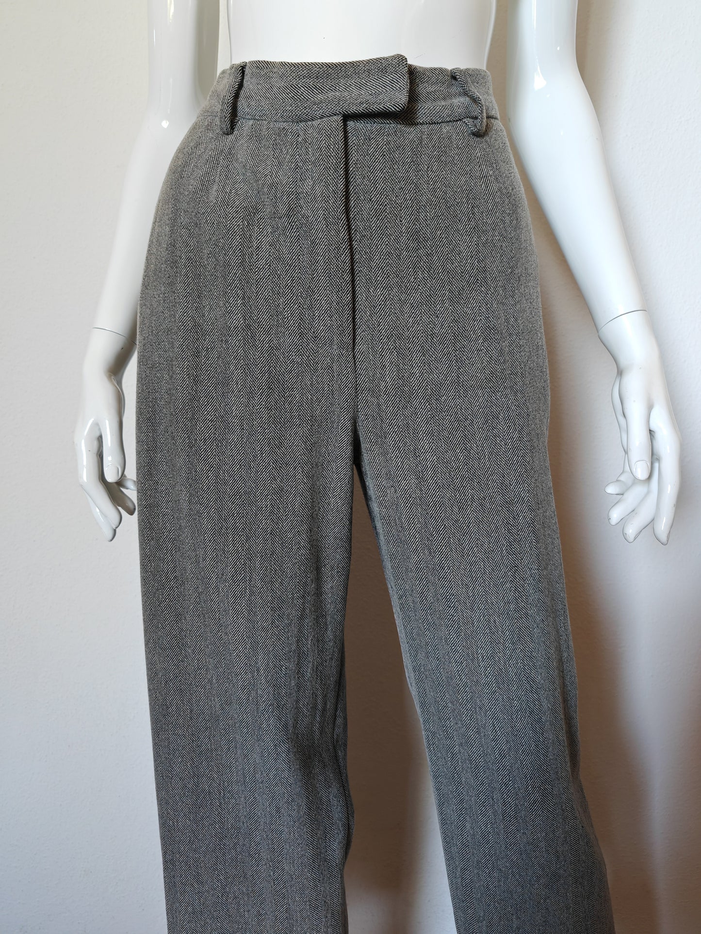 Pantalone Max Mara grigio spinato in misto lana - tg. 44/46