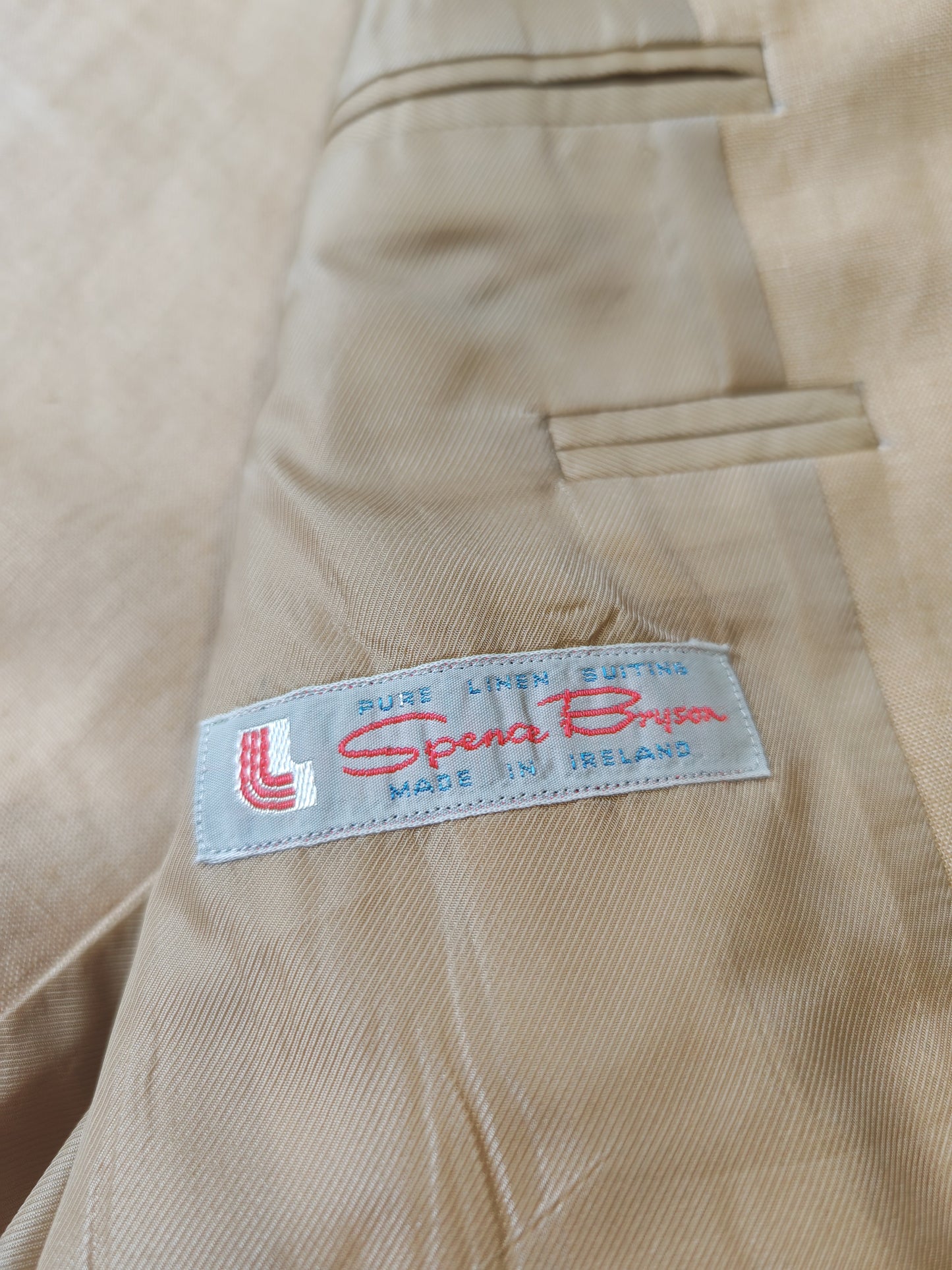 Completo anni '90 in puro lino irlandese beige - tg. 46/48