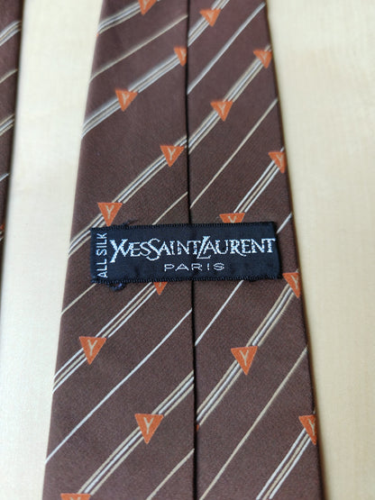 Yves Saint Laurent striped brown tie