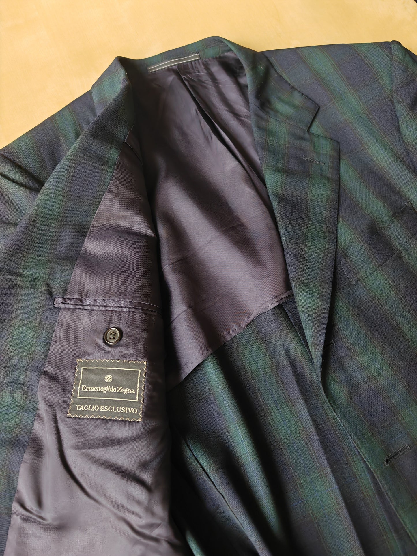 Giacca estiva Ermenegildo Zegna su misura in fresco lana tartan - tg. 50