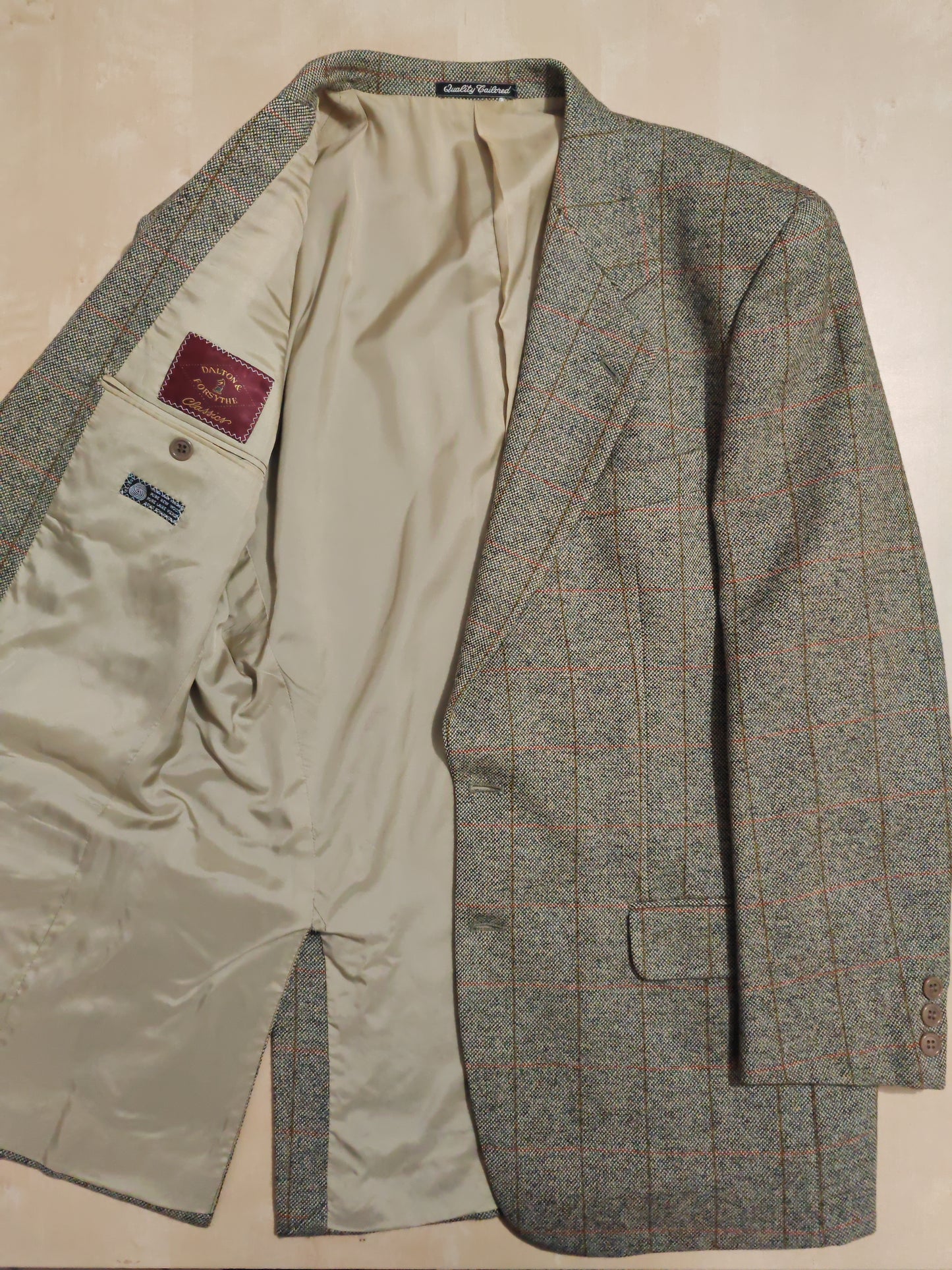 Giacca anni '80 in tweed cachi finestrato - tg. 50